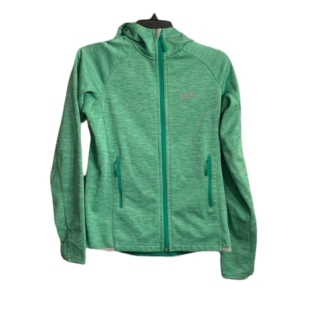 Jack Wolfskin Green Spacedye Zipper Front Hooded Jacket Size Small